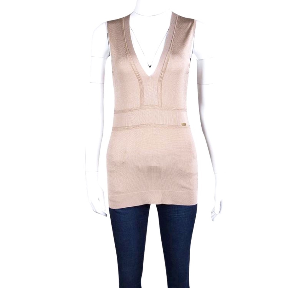 GUCCI Knit Sleeveless V-Neck Top Large